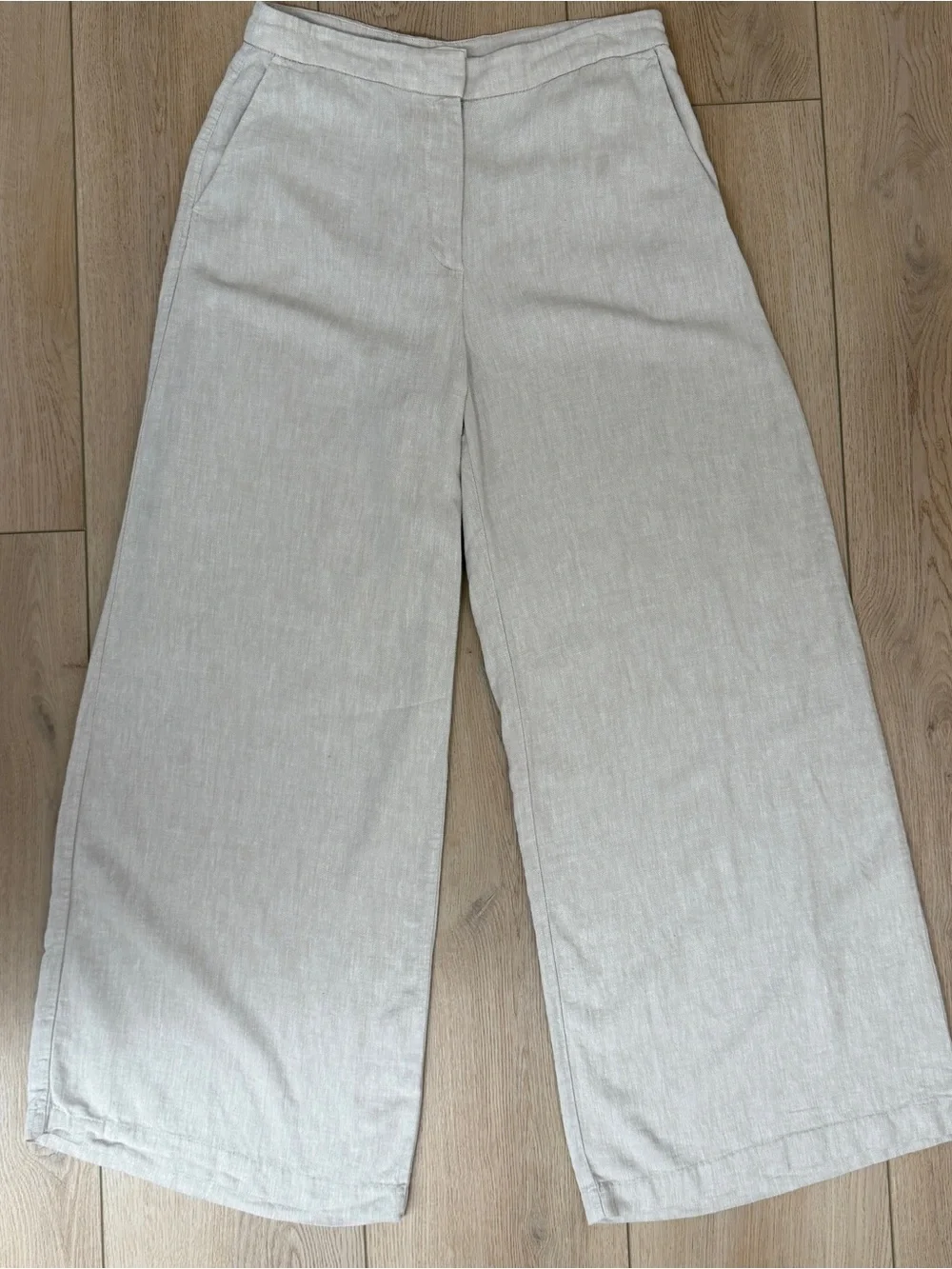 H&M Women’s Wide-Leg Linen-Blend Pants in Light Taupe - 40/8